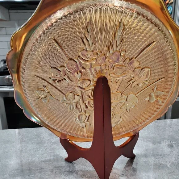 Vintage, Jeannette, Iris Herringbone Marigold, Serving Dish, Platter Tray 1930, - Picture 2 of 2